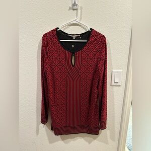 NWT Studio M Red and Black patterned top